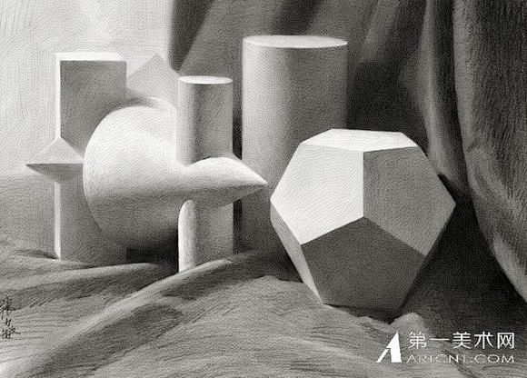 新手福利，优秀素描石膏几何体范画_自学素...