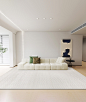 奶油白地毯客厅现代简约风沙发茶几毯轻奢高级卧室床边毯素色地垫-淘宝网