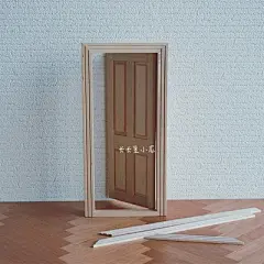1:12 dollhouse娃娃屋配件迷你diy4格实木门带框素胚内开手工模型-淘宝网