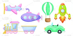 绘画插图,式样,卡通,可爱的,矢量,男孩,贺卡,儿童,运输,纺织品