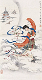 0069嫦娥奔月 立轴 设色纸本 