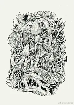 #手绘黑白画#挪威插画师 Allan Ohr 一组手绘插画 ​​​ ​​​​