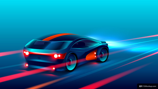 未来科技 科技 电动汽车 红光 海报