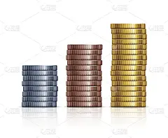 向量堆硬币。金、银、铜币