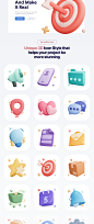 其中包括：UIcons - General UI 3D Icon Set Essential 3D Icons for User Interface design needs