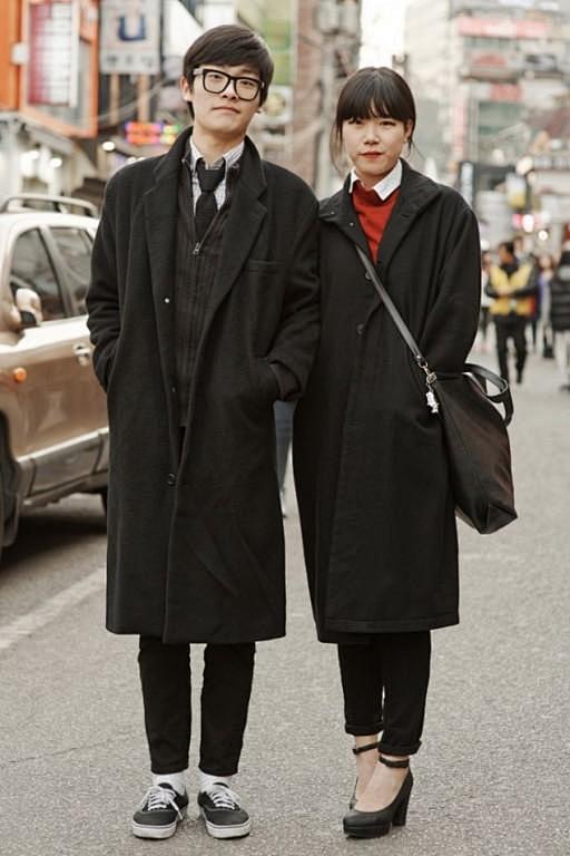 韩国首尔街头情侣档时尚穿衣经