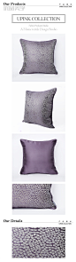 优品美学现代几何/样板房/床头抱枕/靠枕/紫色暗纹肌理提花方枕-淘宝网