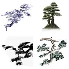 中国风水墨松树松枝迎客松水墨画  - 源文件下载【酷图网】中国风,水墨松树,松枝,迎客松,水墨画,免扣,背景素材