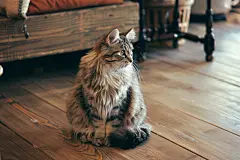 灵活的宠物猫咪缅因猫摄影图片