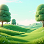00048-1933582492-cartoon rendering,(warm tone),cartoon,clay texture,3d,rending,hazy edge light,HD,highres,panorama,_3d green grass and trees in t
