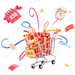 618软3D渐变购物车组合促销元素