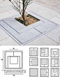 Clever tree grille patterning; easily used in domestic design too