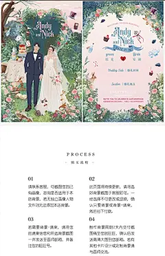 阿边手绘&amp;Danny画画请柬婚礼手绘婚纱照请帖邀请函插漫画背景加购-淘宝网