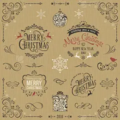 Kraft Ornate Christmas Typographic Set