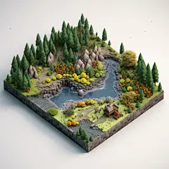 AI绘画_Prompts_Farallax_pixel_art_finely_detailed_miniature_model_mainly_fores_178d24e4-5fae-4151-8272-38e73d351fd2_xpanx.com