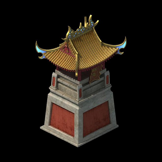 中国古代皇城哨塔防御塔模型皇宫副建筑