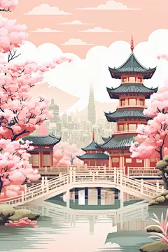 苏州国潮风建筑插图插画