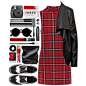 A fashion look from January 2016 featuring plaid dress, leather jacket and leather shoes. Browse and shop related looks.