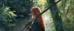 森林里的女孩 【酷图网】女孩,剑客,树林,美少女,河,壁纸,
