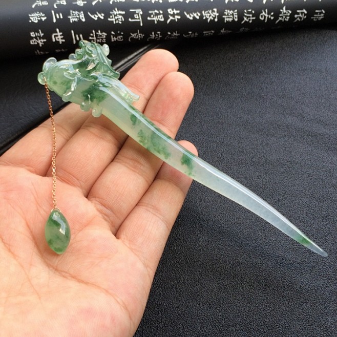 （超值推荐）冰种飘花有凤来仪玉簪