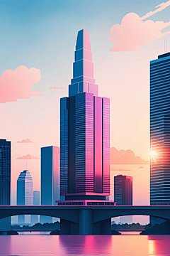 城市扁平风艺术插画