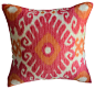 Pink and Orange Ikat Decorative Pillow - Eclectic - Pillows - KH Window Fashions, Inc.