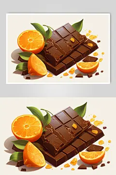 AI数字艺术巧克力水果插画