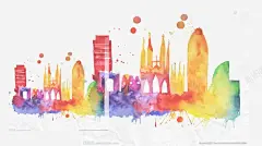 唯美精美水彩城市建筑房子高清素材 网页 设计图片 页面网页 平面电商 创意素材 png素材