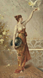 德国画家Conrad Kiesel作品人物肖像油画（2）——19世纪德国著名画家，擅长细腻描绘年轻漂亮的女孩和妇女，因此在圈内获得了巨大成功。他的肖像画作品在柏林艺术学院展览中多次多次金奖，并在1900年巴黎世博会，1909年和1911年罗马世博会上多次展出。
