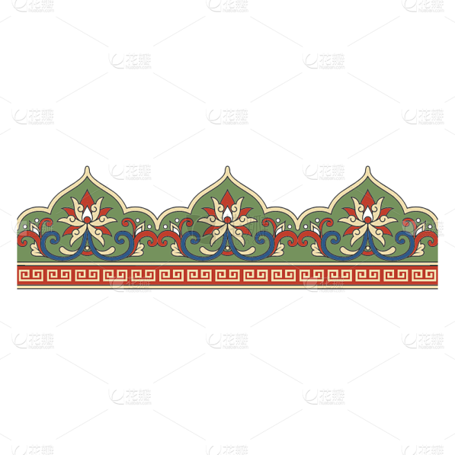 皇家花纹元素-手绘