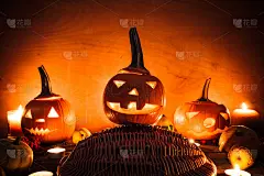 万圣节南瓜灯暗灯怒脸落