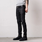 Skinny-Slim Jeans in Black Kaihara Denim