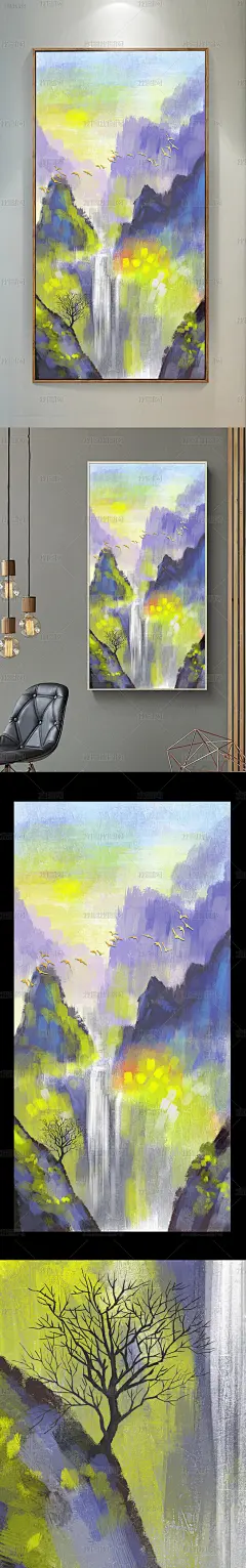 现代抽象风景山水油画玄关装饰画