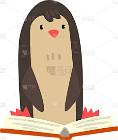 可爱的,鸟类,企鹅,书,动画片,儿童,学生,男生,概念,读书