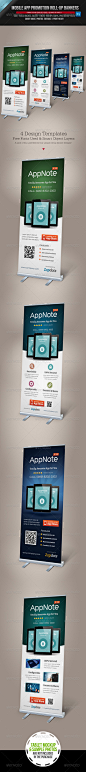 Mobile App Promotion Roll-up Banners - GraphicRiver Item for Sale #平面#