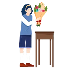 扁平-插花花艺女性人物插画-SVG10