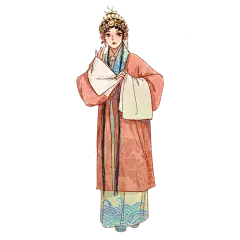 水彩手绘-戏曲人物意贴纸6