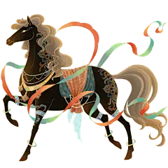 马年中式感敦煌风插画马元素