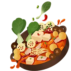 手绘麻辣烫飞溅食物贴纸