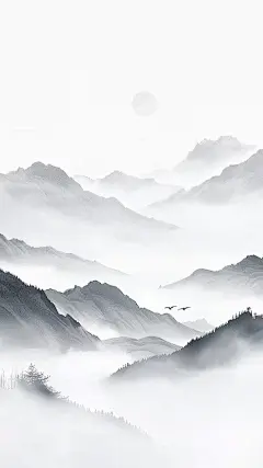 中国风通用墨色古风山水背景场景图片素材