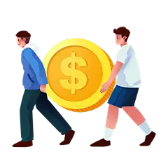 卡通感男生金币元素贴纸