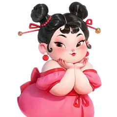 妇女节卡通感3D石矶娘娘插画人物元素