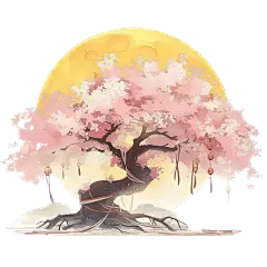 植物通用插画粉色单棵樱花树元素素材