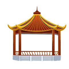 凉亭元素创意贴纸-手绘肌理