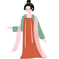 手绘古代美人服饰插画