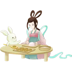 手绘国风-中秋节元素-嫦娥月兔