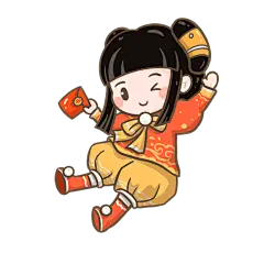 新年手绘人物插画-小女孩红包