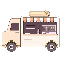 手绘-孟菲斯风贴纸-SVG-快餐车