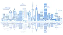 常规内容-建筑系列扁平风矢量上海倒影城市建筑