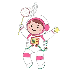 卡通感儿童节宇航员元素贴纸